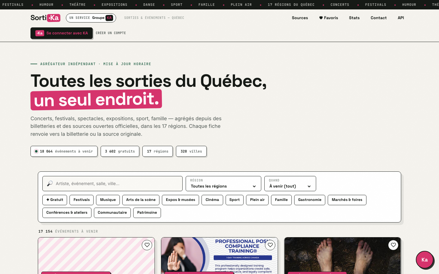 Étape 1 — accueil de Sorti·Ka